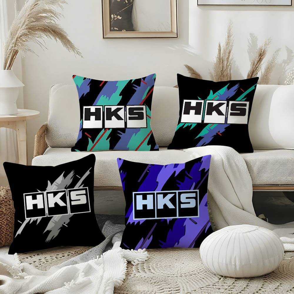 Retro Pattern H-Hks Pillow Case Office Sofa Dorm Chair Back Short Plush Double-Sided Printing Home Cushion Cover