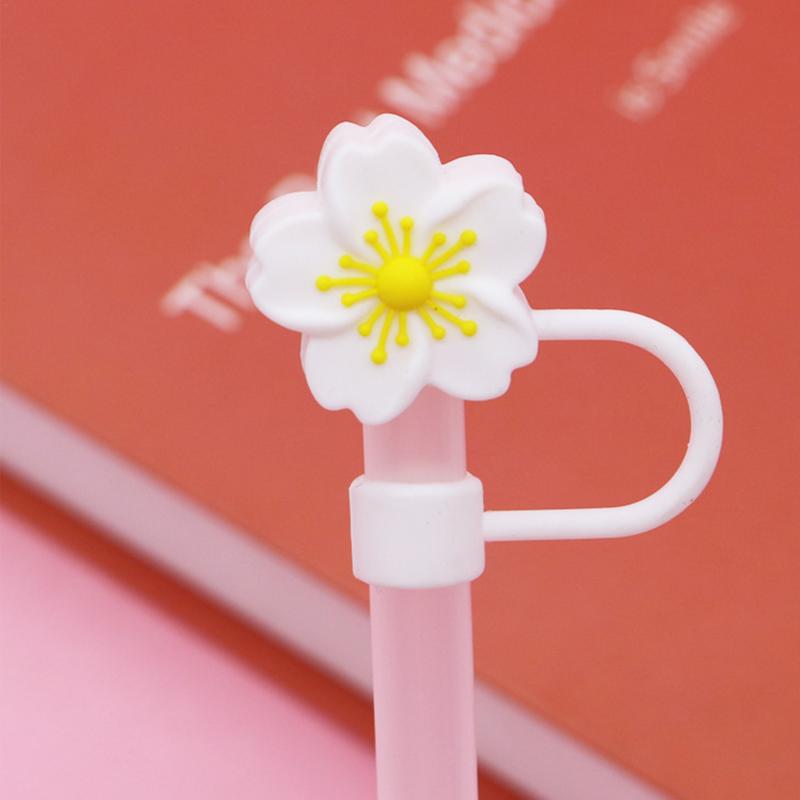 Flower Straw Stopper Cute Cartoon Flower Shape Drinking Straw Tips Lids Straw Caps Protector Dust Proof Plugs Drinking Supplies