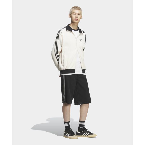adidas Originals Waffle Zip Stripe Logo Loose Long Sleeve Jacket Unisex Jackets KQ6864