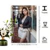ArtyFame Elegant 2D Flat Metal Wall Art, Pre-Drilled Holes, Modern Woman In Black Blazer White Skirt Social Scene