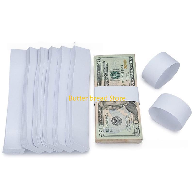 W89C 300 Pcs Money Paper Ribbons Adhesive Money Bands Blank Cash Band Straps
