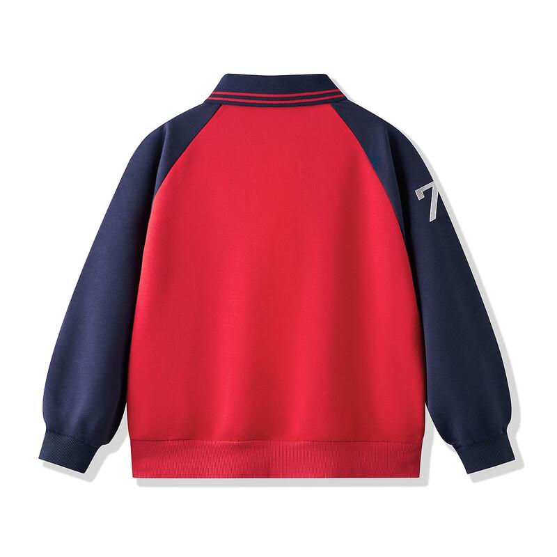 ASK JUNIOR Boys' Polo Collar Color-Block Sweatshirt