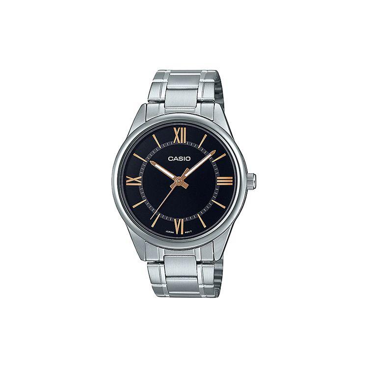 

Casio Standard Series Classic Minimalist Stylish Waterproof Three-Fold Clasp Quartz Movement Stainless Steel Strap Men Watches Black MTP-V005D-1B5 Black Dial