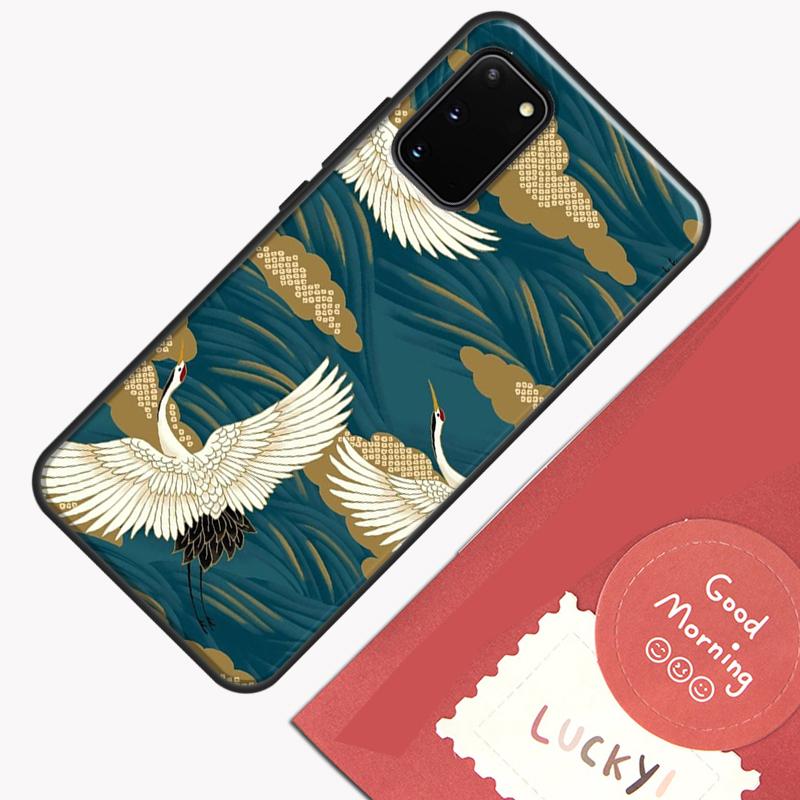 Japanese Cranes Art Phone Case For Samsung Galaxy S24 S26 Ultra S20 S21 S22 S23 S25 Plus S10 S25 FE Cover Shell