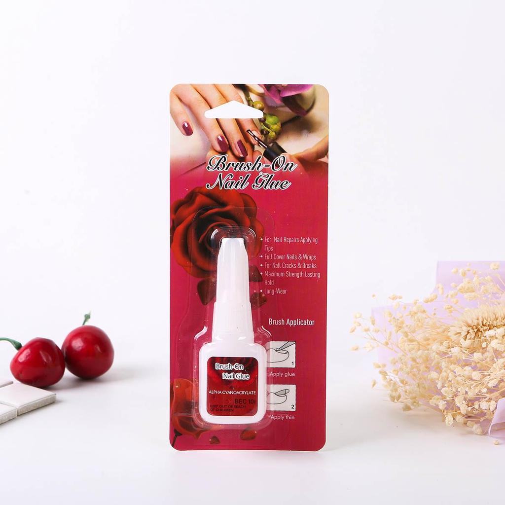 10g Quick-Dry Nail Art Glue with Brush for Press-On Nails & Rhinestones