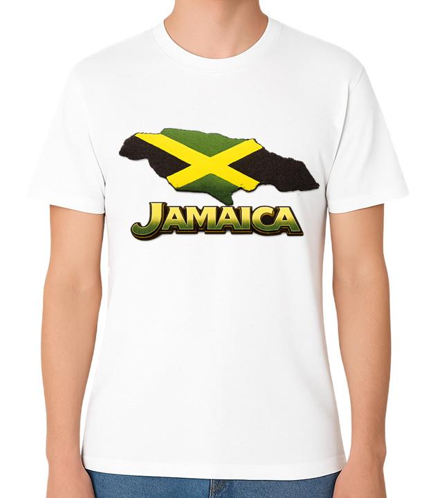 Jamaica Flag Map T-Shirt Caribbean Jamaican Pride Graphic Unisex Tee S