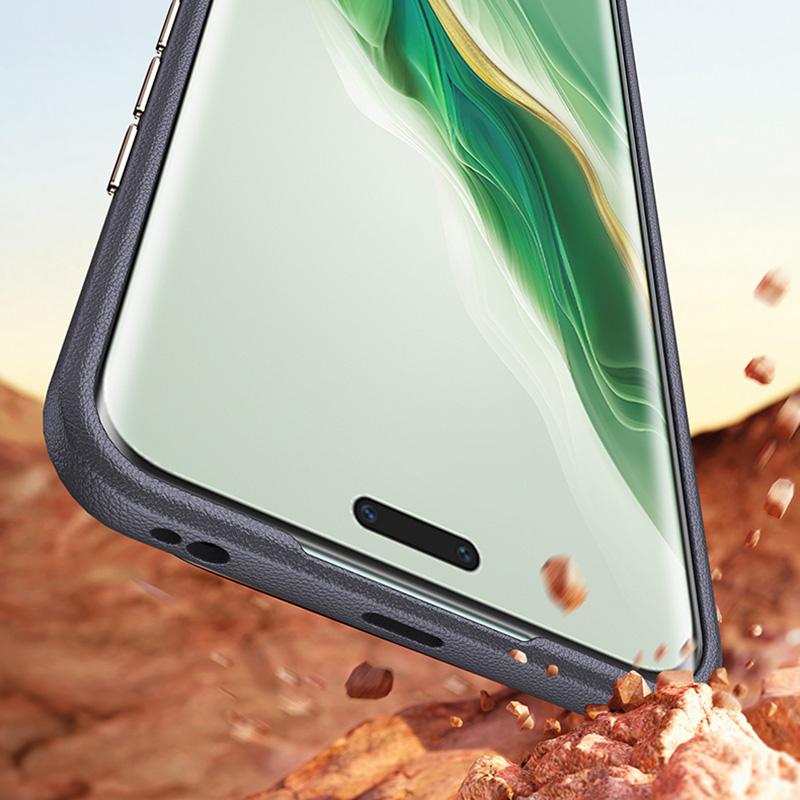 PU Leather+TPU Phone Case for Honor Magic6 Pro 5G Wholesale Metal Lens Frame Phone Cover