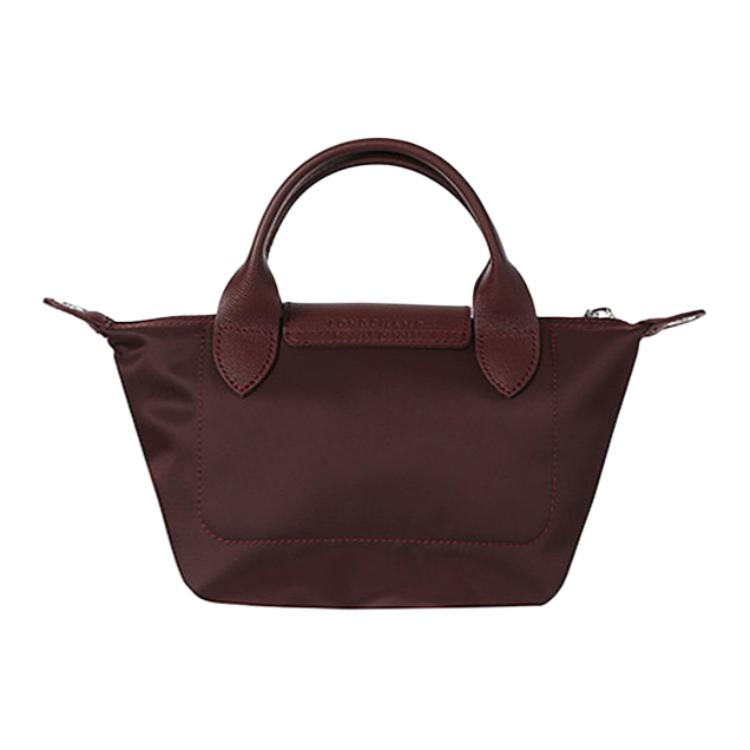 Longchamp Le Pliage Néo 17 Short Handle Fabric Dumpling Bag Mini Women Handbags Dark-Red 1500598P52