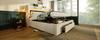 Upholstered bed 180x200 cm with hydraulic storage, headboard compartment, LED lighting, USB & USB-C port, wood slat frame, beige, linen, no mattress