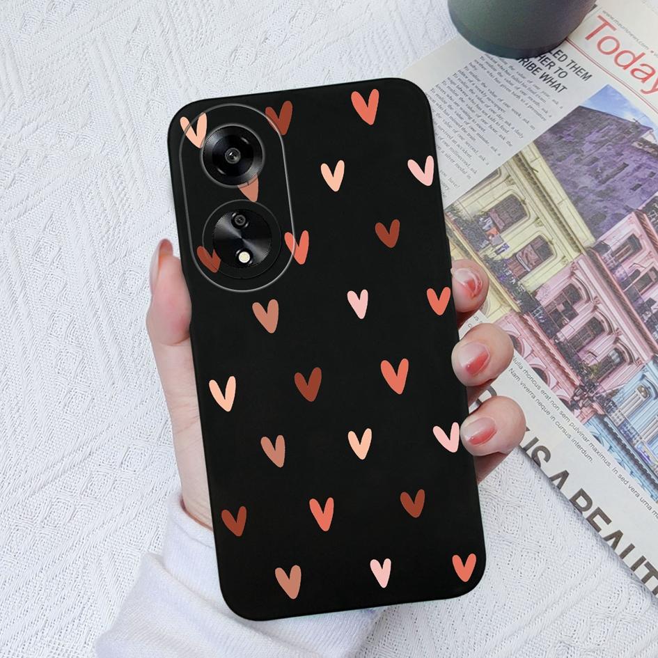 Fashion Love Heart Phone Cases For Oppo A1 A1K A7 A11 A15 A35 A52 A55 Soft Liquid Silicone Anti Slip Durable Shockproof Protective Shell For Oppo Capa