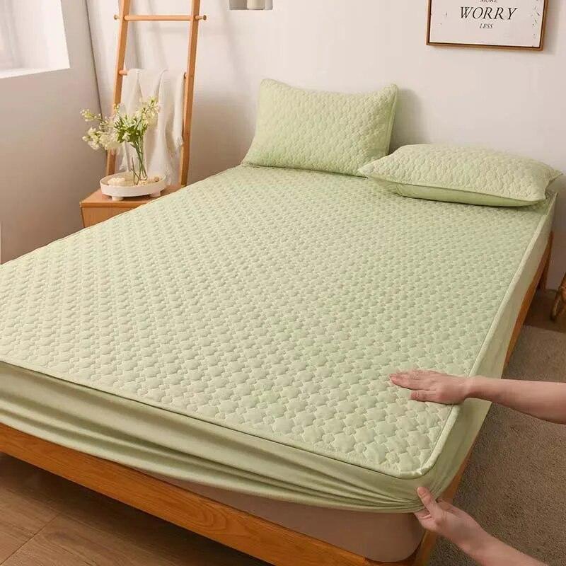 Anti-bacterial Anti-mite Bed Fitted Sheet 100% Cotton Quilted Mattress Cover Thicken All-inclusive Bed Protector Cover