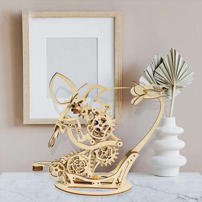 3D Wooden Mechanical Hummingbird Model Manual Assembly Puzzle Adult Children Educational Wooden Handicraft
