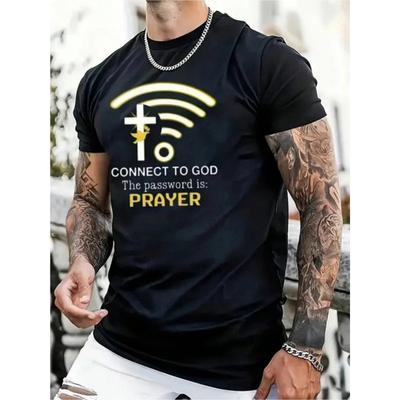 European Sizes DAILY Active Life Men'sT-Shirt - Breathable Short Sleeve Round Neck Casual Tee with Subtle Print, Regular Fit Gym & Jogging Shirt