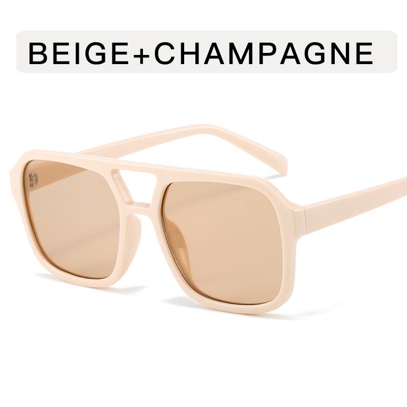 New Retro Women Sunglasses Double Beam Trendy Advanced Design Eyeglasses Square Personalized Large Frame Sun Glasses Uv400