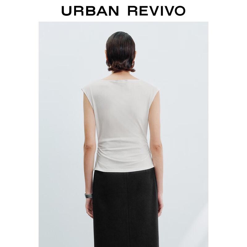 UR 2025 Fall Women's Casual Bow Pleated Sleeveless T-Shirt UWG450158