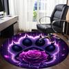 1pc PawPrint Rose Office Round Area Rug, Indoor Mat Suitable ForOffice, Under Office Chairs Bedroom Living Room Home Decor T186