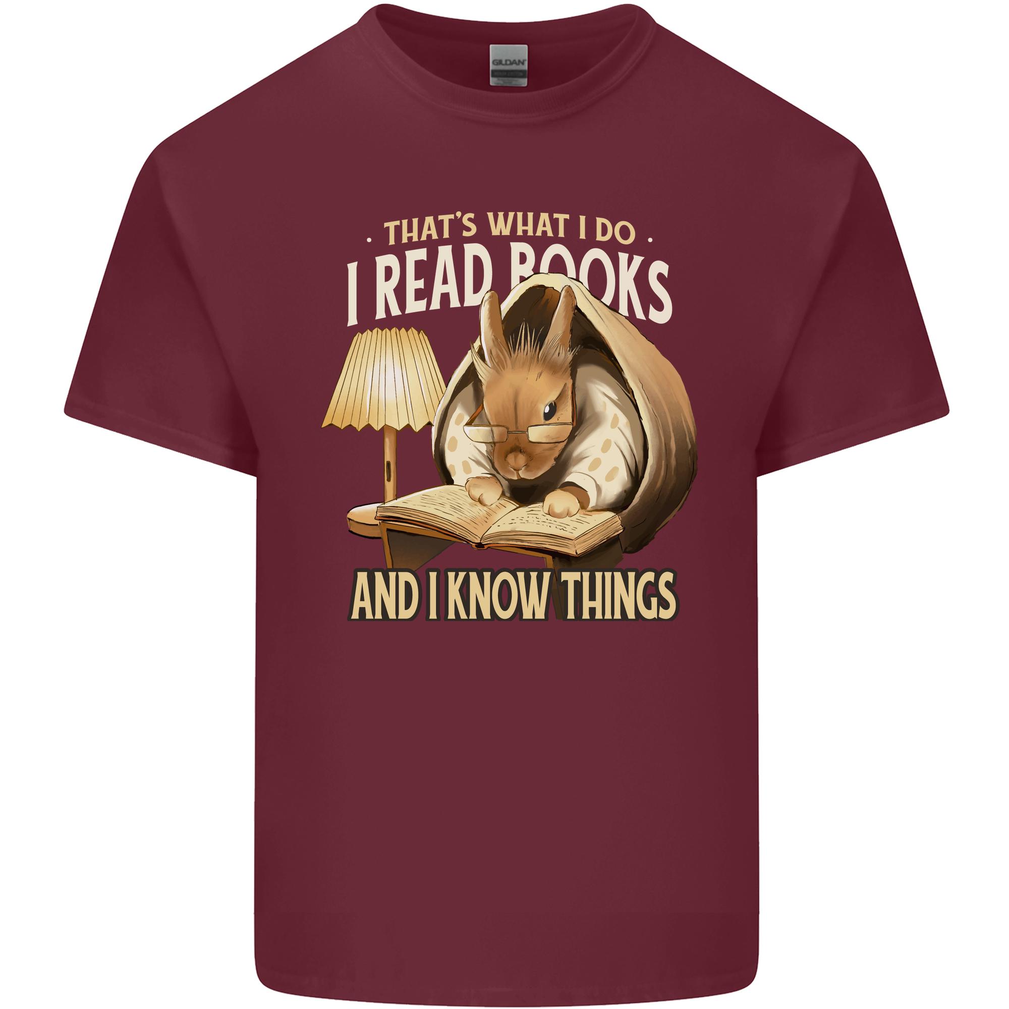 I Read Books Know Things Bookworm Rabbit Unisexs Light Cotton TShirt S