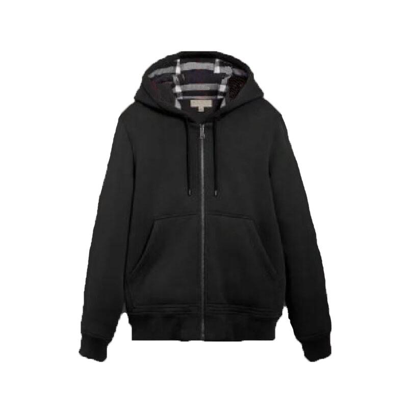 High-Quality British Style Men's Hooded Fleece Sweatshirt for Spring/Autumn, Zipper Cardigan, Customizable Logo, 3D Design, In Stock.