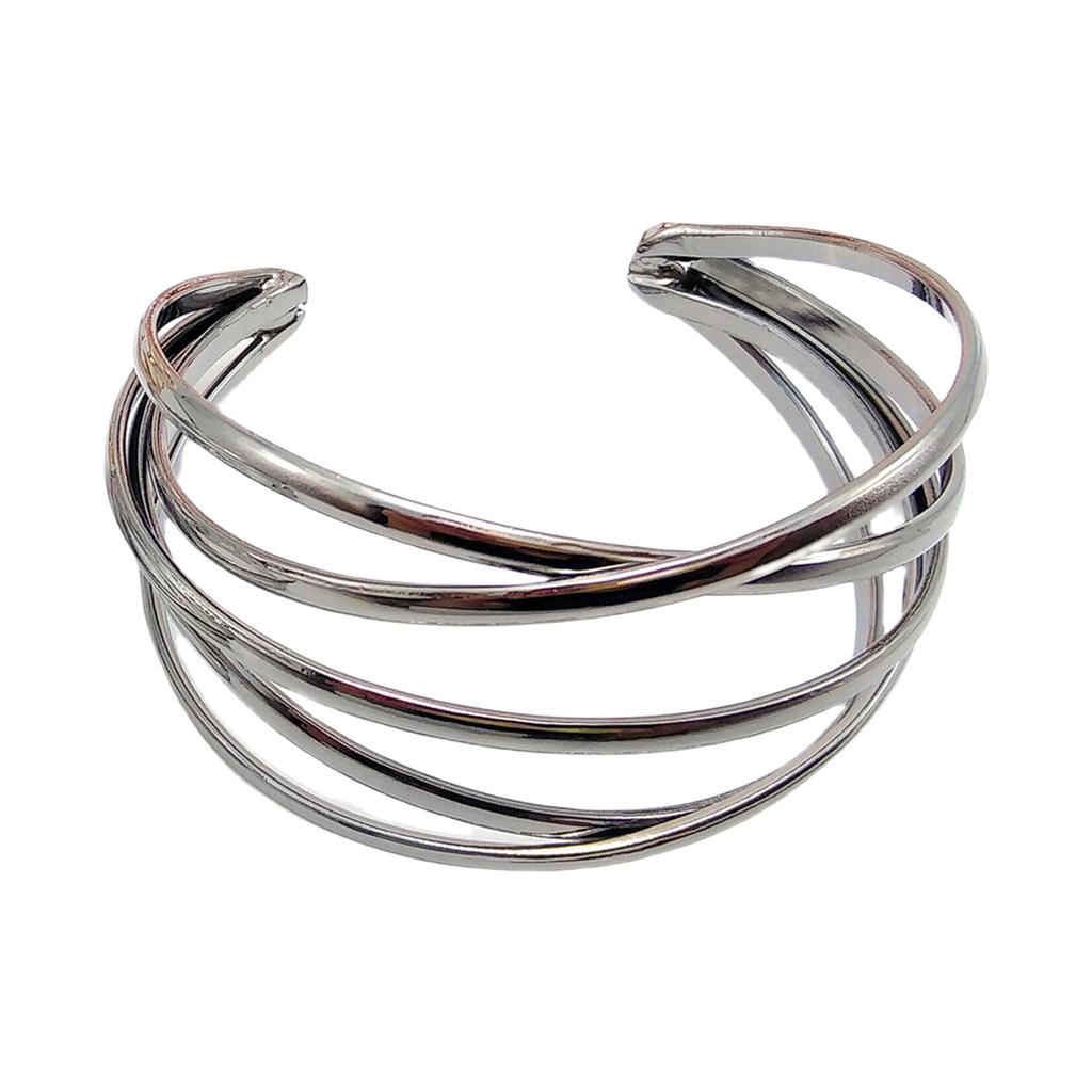 Fashionable Hollow Bangles Irregular Cuff Geometric Bracelets Metal Texture Wrist Jewelry for Parties and Daily Wear