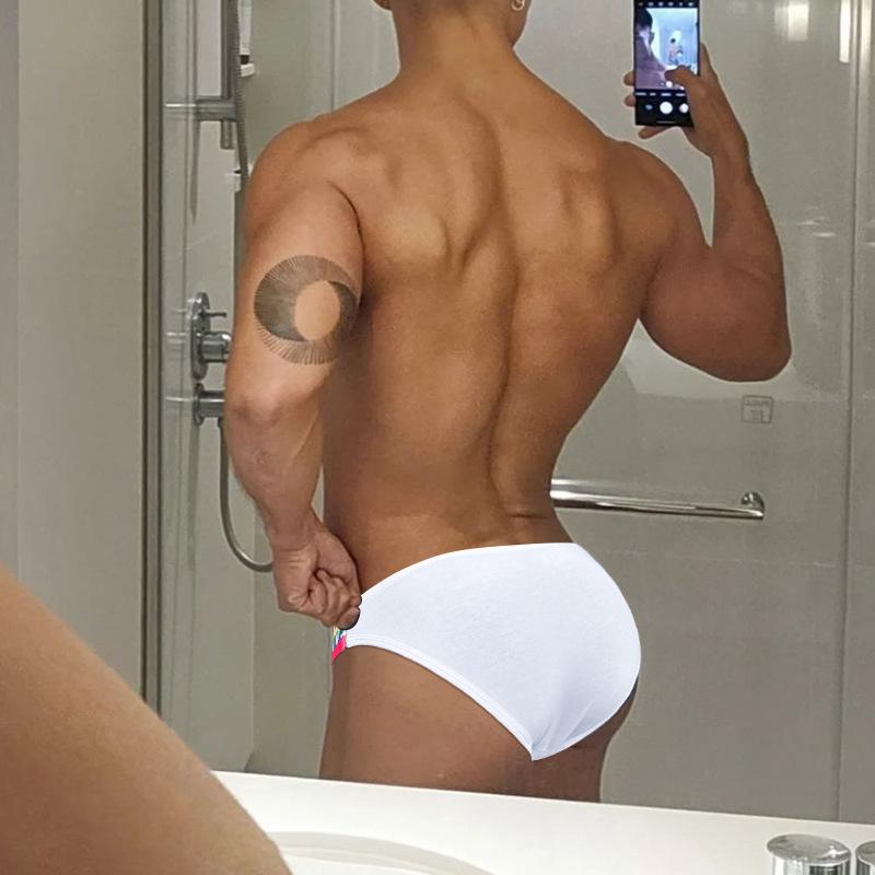 Men Erotic Clothing Sexy Men's High Slit Triangle Pants Rainbow Cotton Sports Fitness Low Waist and Hip Lifting Personalized Trendy Men's Underwear