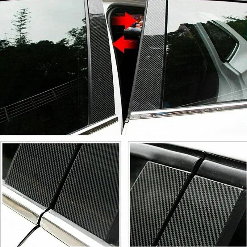 Car Door Window Pillar Posts Trim Carbon Fiber Black Stickers For BMW 5 Series E60 4DR 2003 2004 2005 2006 2007 2008 2009 2010