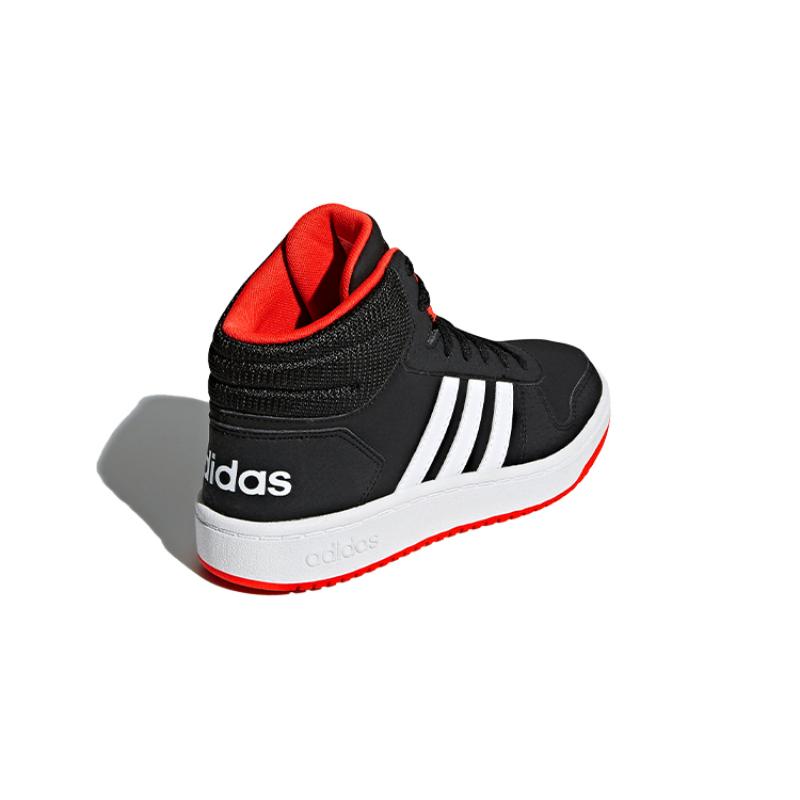 adidas Hoops 2.0 Mid Black Hi-Res Red Kids Sneakers B75743