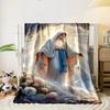 Blessed Mother Rosary Floral Throw Blanket  Printed Blanket for Living Room Bed Couch lunch break Soft Cozy Blanket for Friend's festival Gift