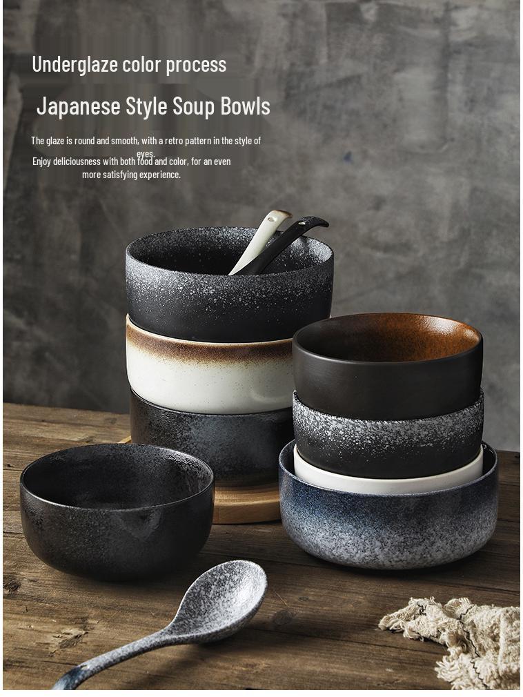 Large Japanese Ceramic Soup & Noodle Bowl - Tang Monk Style