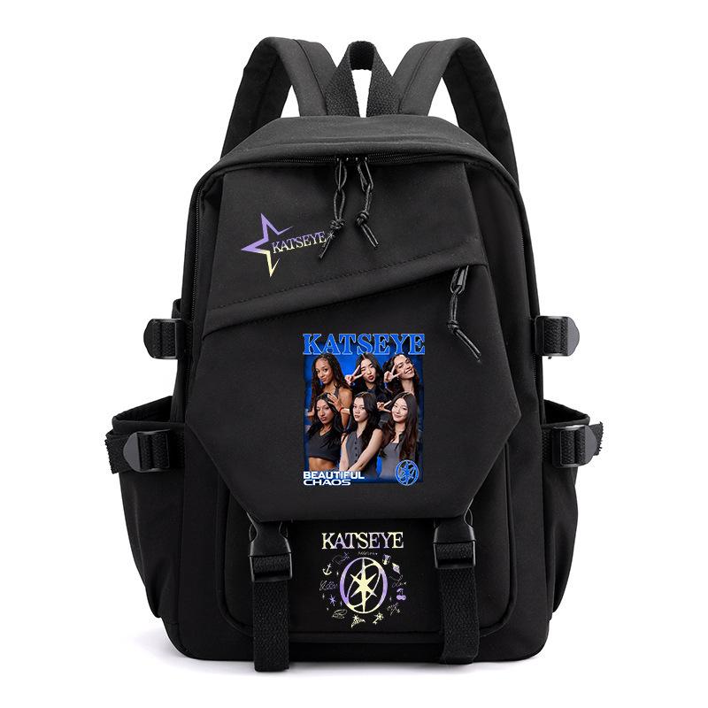 KATSEYE Backpack for School Students Canvas Bookbag Lightweight Water-Resistant Daily Commuter Bag Large Capacity 601123-19