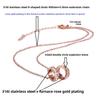 Rose Gold Double Ring Diamond Stainless Steel Necklace Pendant Sticky Diamond Pendant Bag Chain Titanium Steel Necklace Internet celebrity jewelry
