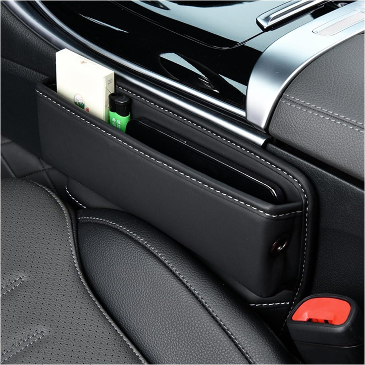 Premium Leather Car Seat Gap Organizer Side Pocket Organizer Black