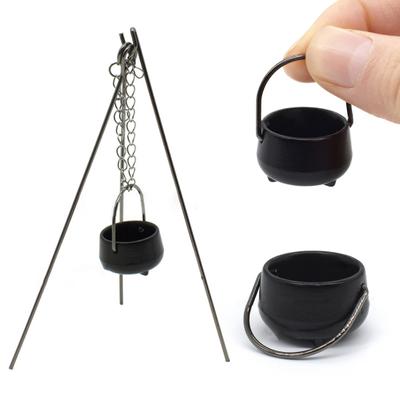 Mini Simulated Pot Dollhouse Hanging Pots Miniature Cauldron Pot Figurine Ornament for Doll House Micro Landscape Decoration