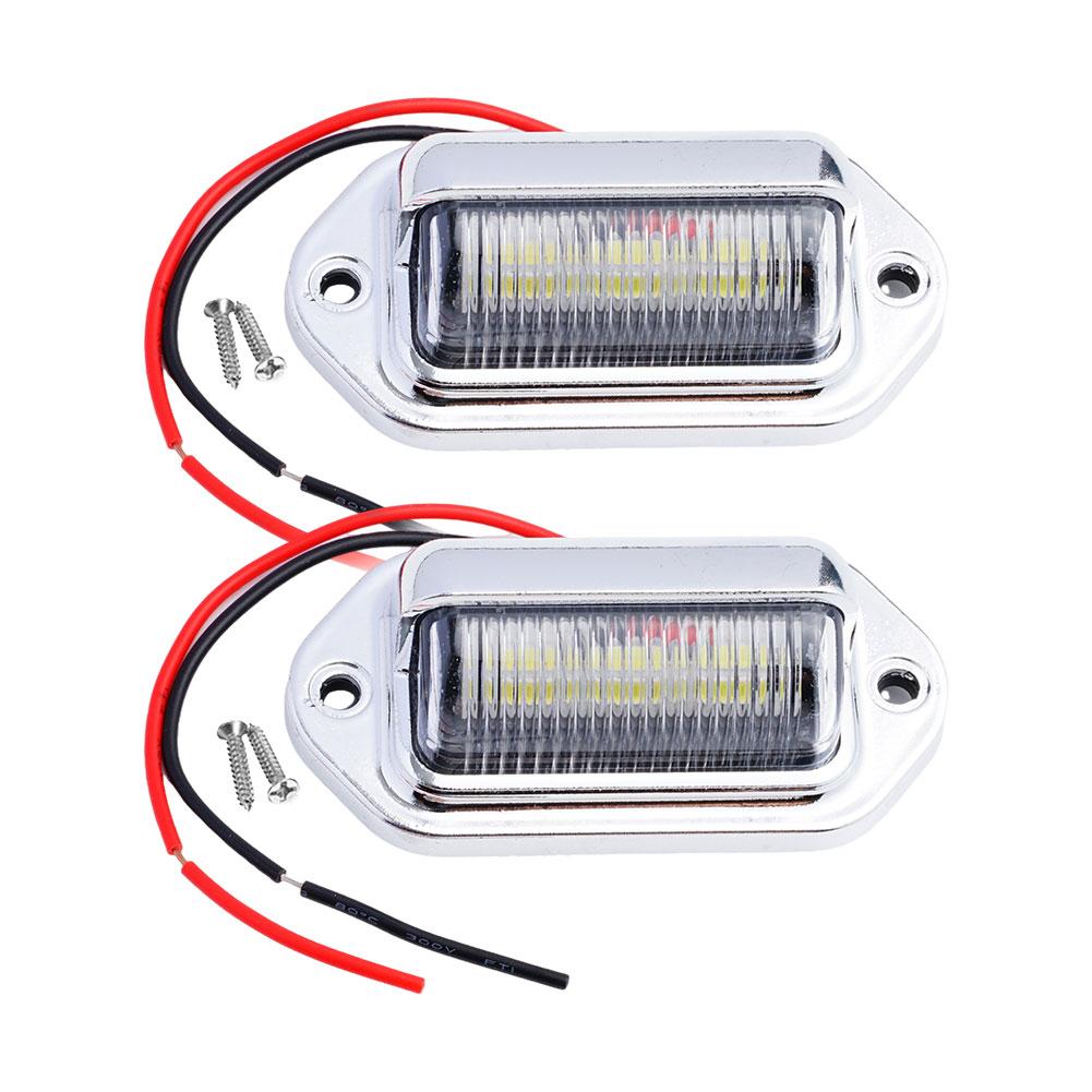2PCS Truck Side Marker Lights 6 LED Bulbs Car License Number Plate Light for SUV Truck Trailer Van Motorcycle Signal Lamp Univer