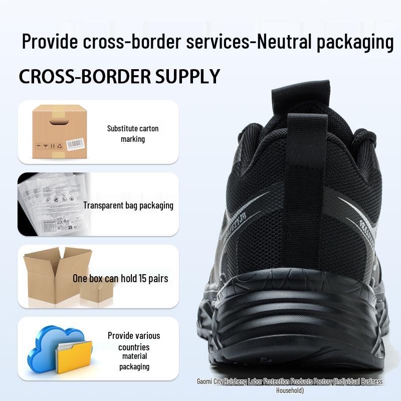 Atmungsaktive Fly-Knit Sicherheitsschuhe mit Stahlkappe - Bruchsicher, Durchstichfest, Stoßdämpfend, Abriebfestes Arbeitsschutzschuhwerk