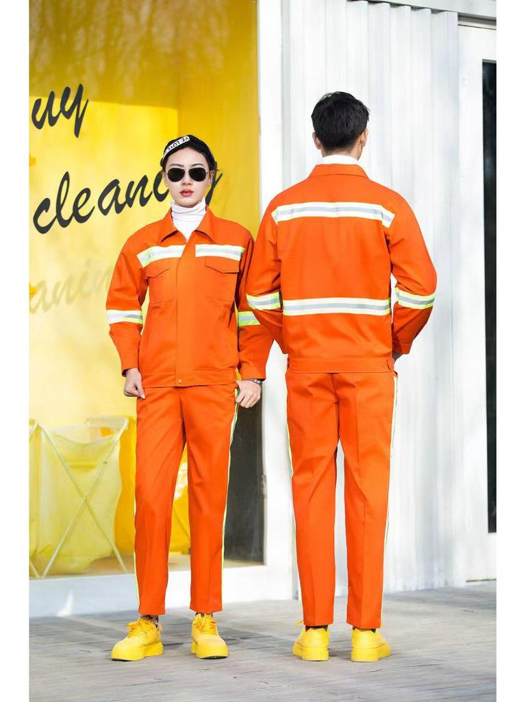 Reflective Workwear Set: Spring & Autumn, Summer Sanitation, Road Construction, Wear-resistant, Thin Long-sleeved Uniform