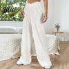 Wide-leg Bottoms Women Pants V-Shaped Elastic High Waist Straight Wide Leg Lounge Trousers Long Solid Color Loose Fit Sweatpants Daily Wear