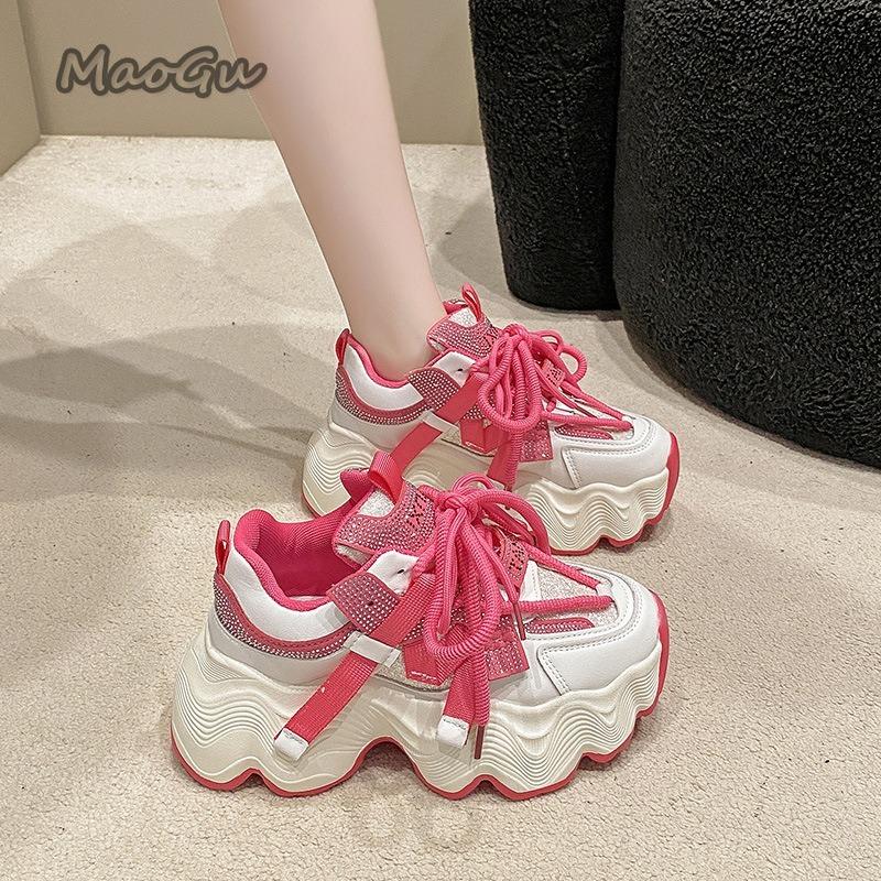 Fashion Thick Bottom Mesh Height Increasing 6cm Chunky Sneakers Women Spring Summer New Casual Sneakers Zapatillas De Mujer Size 35-40