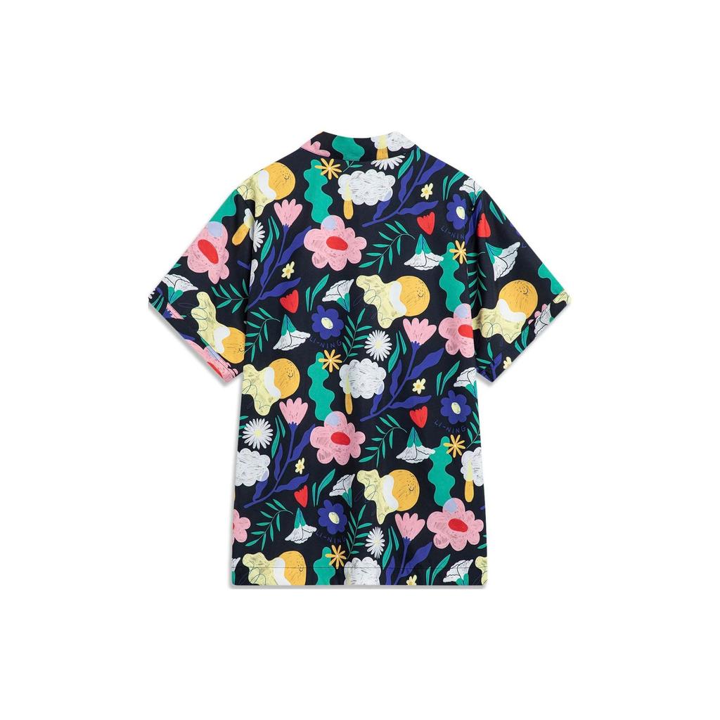 Li-Ning Full Print Pullover Short Sleeve Shirt Unisex Shirts Black ASHT443-1