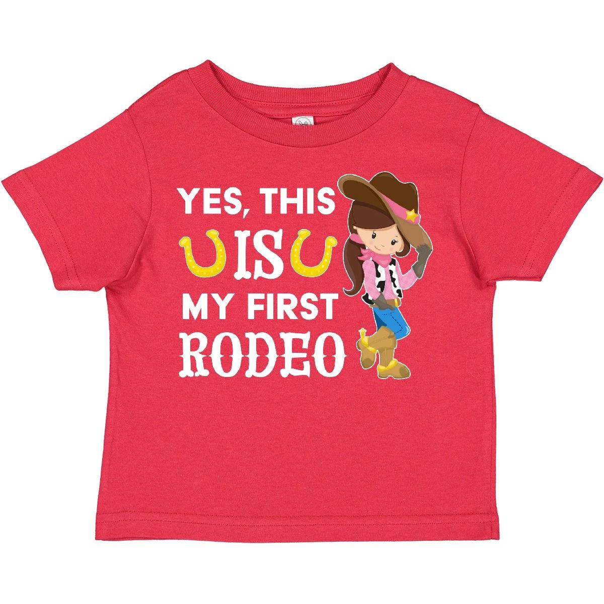 Inktastic Yes, This IS My First Rodeo- Cowgirl In Hat And Boots Toddler kids boys T-Shirt 150