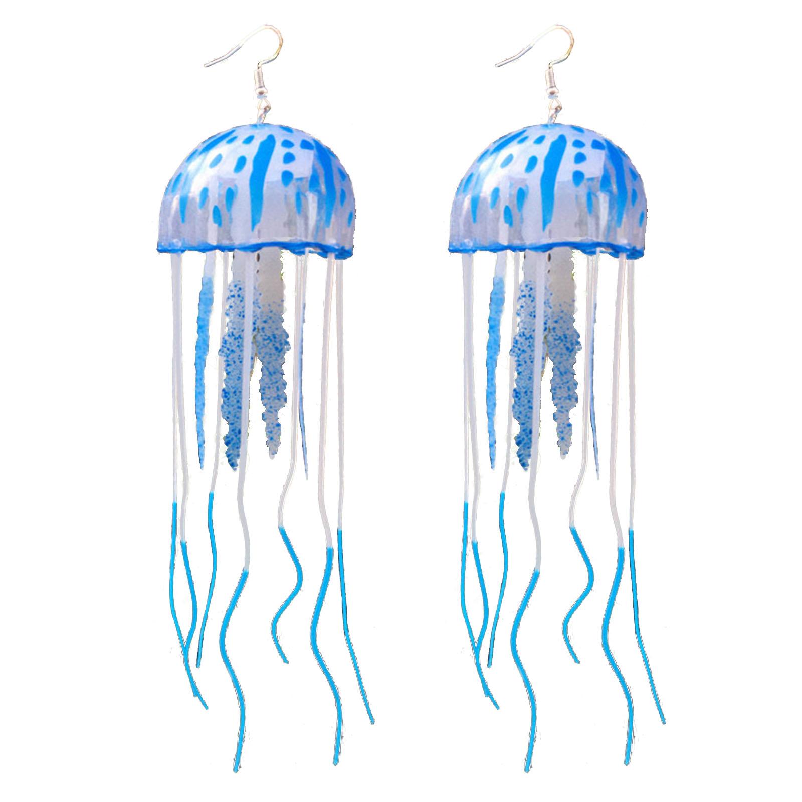 2 Pcs DIY Air Jellyfish Silicone Earrings DIY Handmade Exaggerated Tassel Animal Dangle Earrings for Birthday Gift
