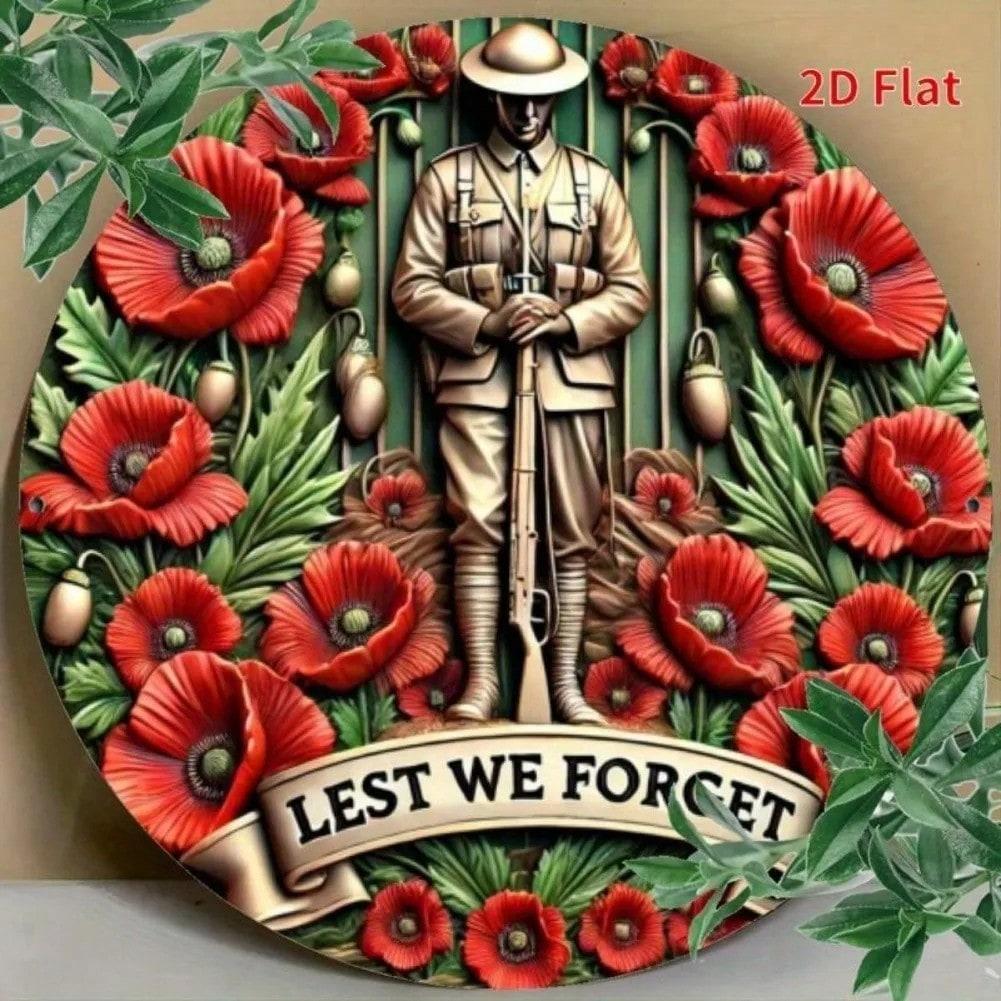 

Metal Poppy Soldier Wall Art Memorial Plaque Aluminum Single Piece Home Decor 20x20 різнокольоровий