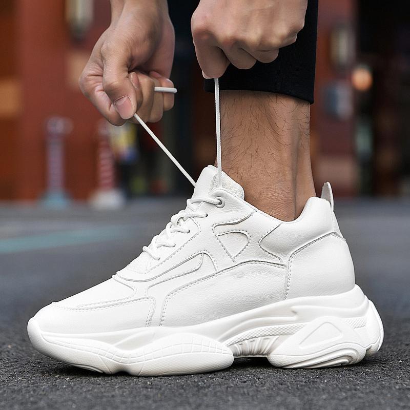 White Sneakers Men Elevator Shoes Height Increase Shoes For Men Height Increase Casual Black Shoes 6Cm Comfortable Thick Bottom
