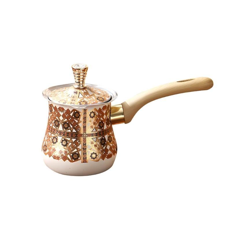 Rustproof Turkish Coffee Pot With Comfortable Wooden Handle Quick Brewing Design For Home Office