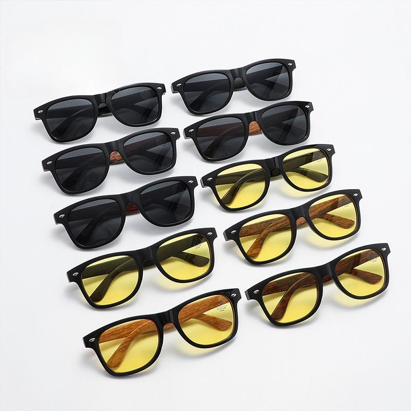 Fashionable Bamboo Wood Sunglasses Men Women Classic Square Vintage Driving Sun Glasses Night Vision Fishing Eyewear