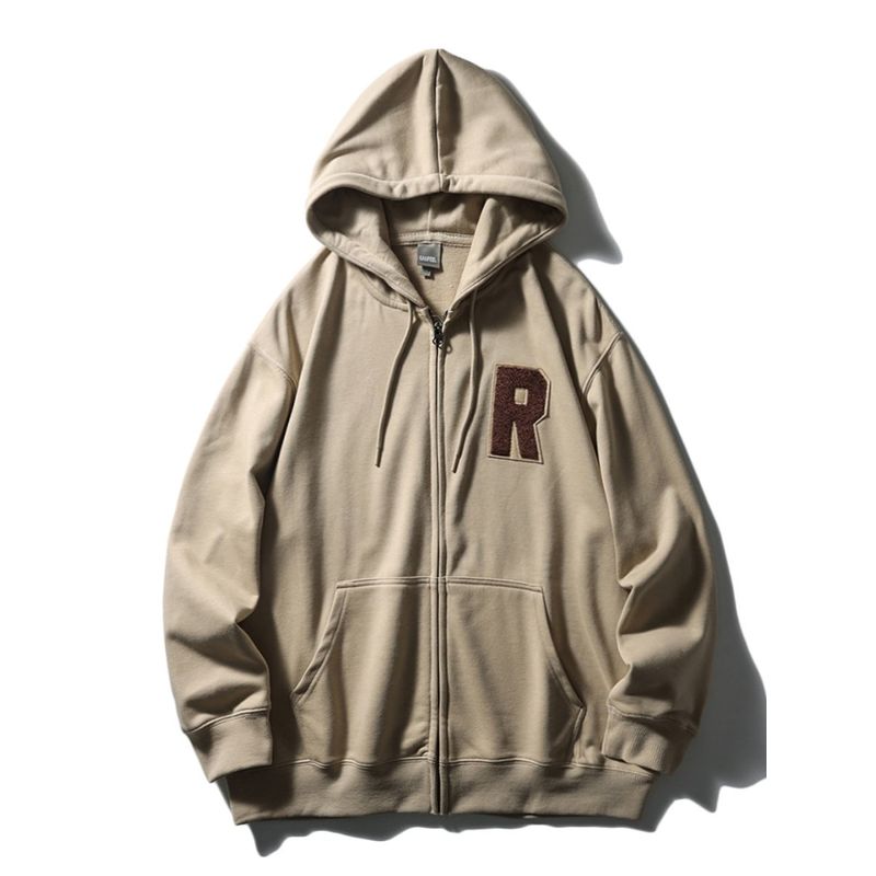 American Retro Pure Cotton Sweatshirt Hooded Zipper Cardigan Jacket Men's Spring and Autumn 2024 New Foreign Trade Men's Jacket