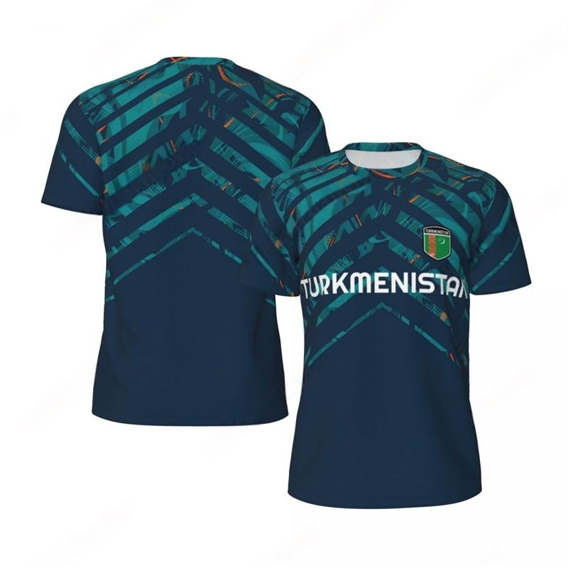 

Fashion Turkmenistan Flag Graphic Football T Shirts For Men Trend 3D National Emblem Print Sports T-shirts Loose Breathable Tees S