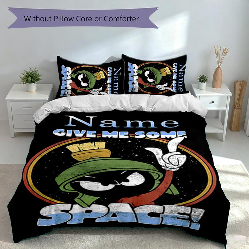3pcs Custom Name Marvin the Martian Set,Includes 1 Duvet Cover and 2 Pillowcases,All-season Bedroom Decor