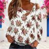Women Plus Size White Asymmetric Cutout Neck Cold Shoulder Long Sleeve Floral Printed Fitted Top