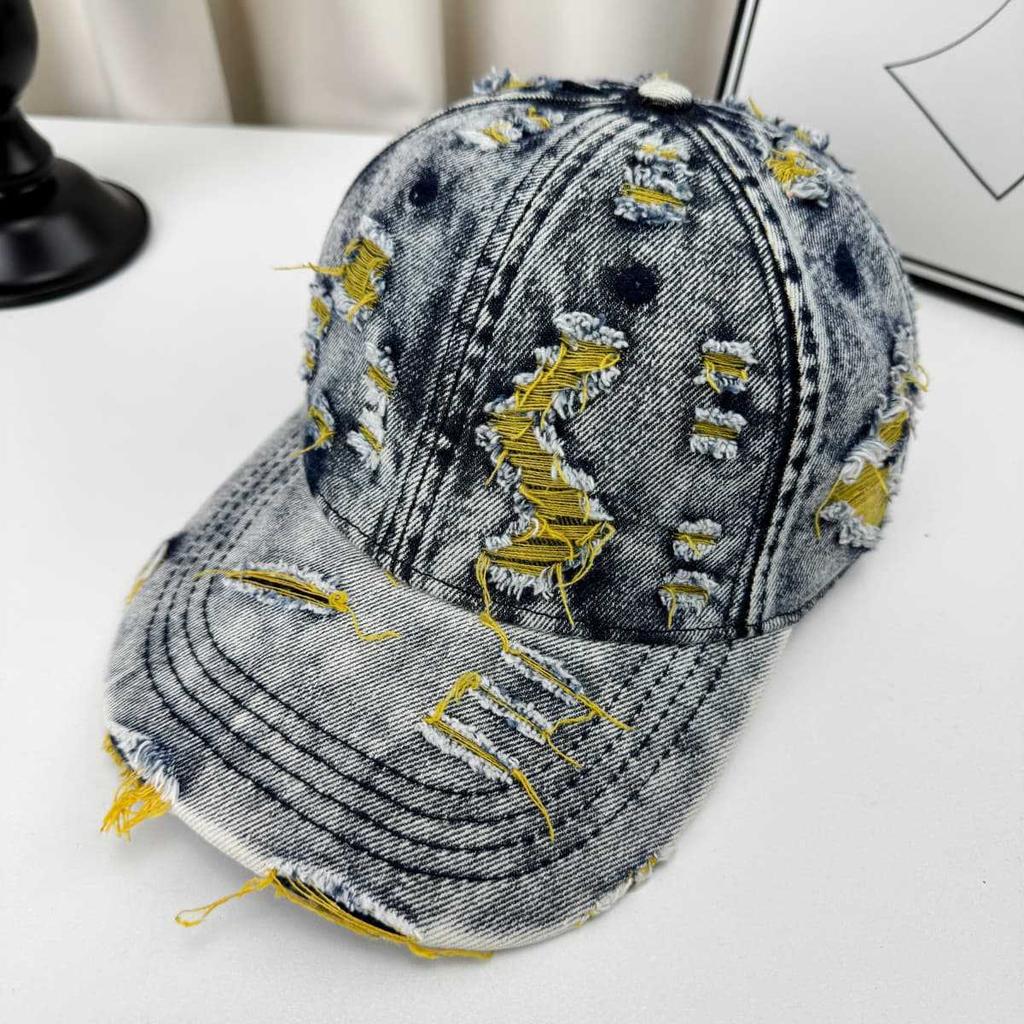 Retro Denim Perforated Baseball Cap Breathable Duck Sun-Shading Spring Summer Unisex Brushed Color