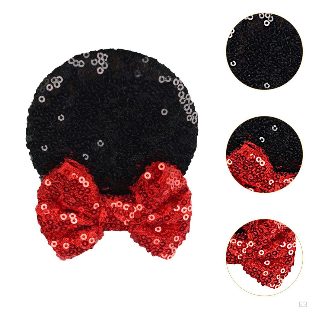 2 Pary Klipsów do Włosów z Uszami Myszy Urocze Myszki z Cekinami do Dekoracji Kostiumu